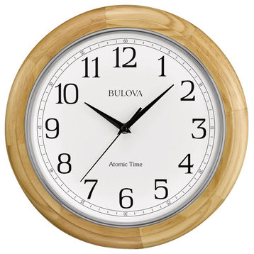 analog wall clock,  C5005 Atomic Time 2, sets automatically, quartz battery.