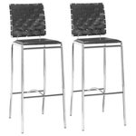 Zuo Modern - Criss Cross Bar Chair (Set of 2) Black - With three height choices, the Criss Cross works in any decor setting, modern or transitional. It has 100% Polyurethane back straps and a flat seat with a chrome steel tube frame.