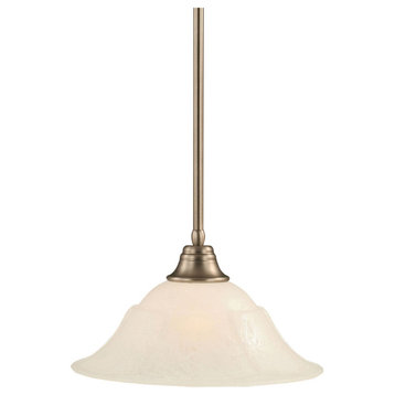 Stem Pendant with Hang Straight Swivel, Brushed Nickel/White Marble