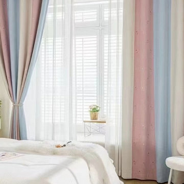 EQYH2407CD Eyelet Extra Wide Living Room Curtains Chenille Stripe