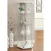 Bowery Hill Hexagonal Contemporary Glass Curio Cabinet in White