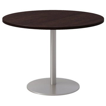 42" Round Pedestal Table - Espresso Top - Silver Base