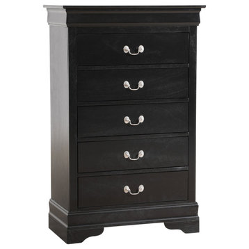Louis Phillipe II Black 5 Drawer Chest of Drawers