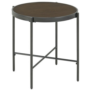 Carlo Round End Table With Wooden Top