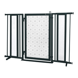 Fusion Gates - Fusion Gate with Linear Lace Design, Black, 52"-60" - Dog Gates