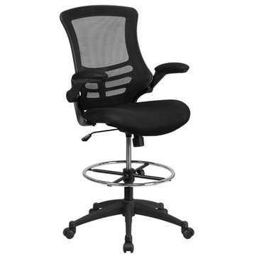 Scranton & Co Mid Back Mesh Drafting Chair in Black