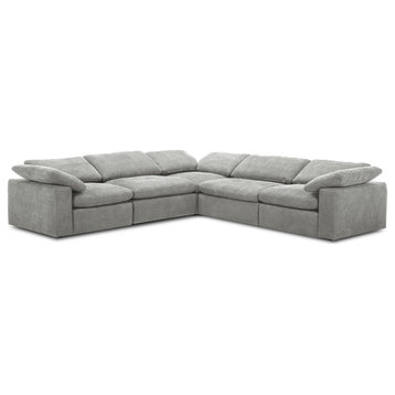 Divani Casa Corinth Modern Gray Fabric Sectional Sofa With 3 Power Recliners