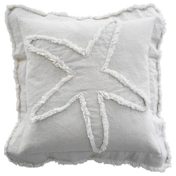 Coastal Starfish Throw Pillow, Ivory on Ivory