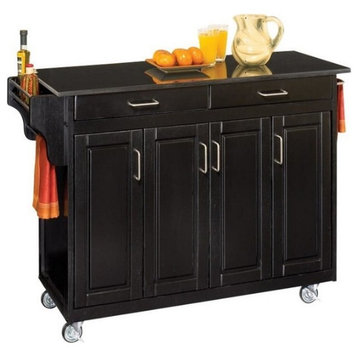 Hawthorne Collections 49" Granite Top Kitchen Cart in Black