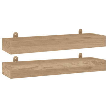vidaXL Wall Shelves Storage Floating Shelf for Living Room 2 Pcs Solid Wood Teak