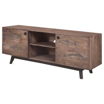 Porter Designs Fish Solid Wood TV Stand - Gray