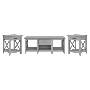 Key West Coffee Table with End Tables in Cape Cod Gray - Engineered Wood