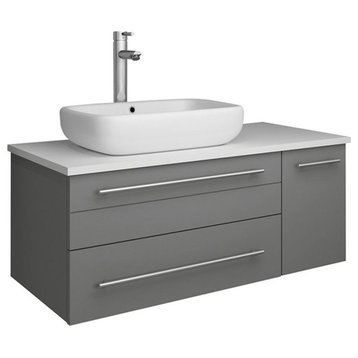 Fresca Lucera 36" Wall Hung Modern Solid Wood Bathroom Cabinet - Left in Gray