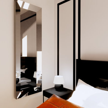 PROJET Y. chambre stylisée n&b