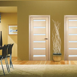 Tokio Glass Modern Interior Door Bleached Oak Finish - Interior Doors