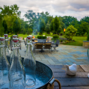 Entertain in this Backyard Landscape with Patio & Firepit: Perfect for Families!