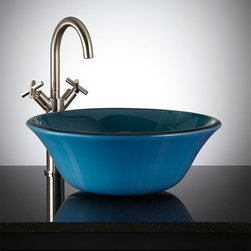 AZURE BLUE FLARED GLASS VESSEL SINK - Bathroom Sinks