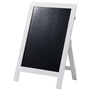 29.75"H Farmhouse Wood Chalkboard Hanging or Standing Decor, White