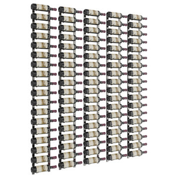 W Series Feature Wall Wine Rack Kit (metal wall mounted bottle storage), Gunmetal, 90 Bottles (Single Deep)