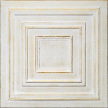 19.6"x19.6" Styrofoam Glue Up Ceiling Tiles R33 White Satin Washed Gold