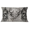 3 Demons Tattoo Sketch Abstract Portrait Throw Pillow, 12"x20"