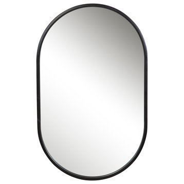 Varina Minimalist Oval Mirror, Black