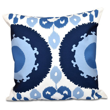 Boho , Geometric Outdoor Pillow, Navy Blue, 20"x20"