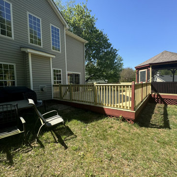 Pressure-Treated Wood Deck with Gate Access and Gazebo Connection