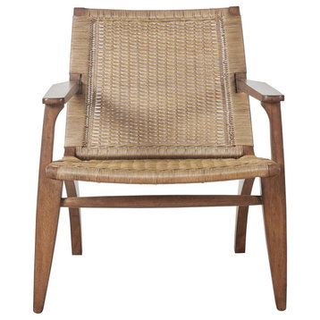 Madison Park Clearwater Rustic Farmhouse Ratten Seat Arm Chair, Natural