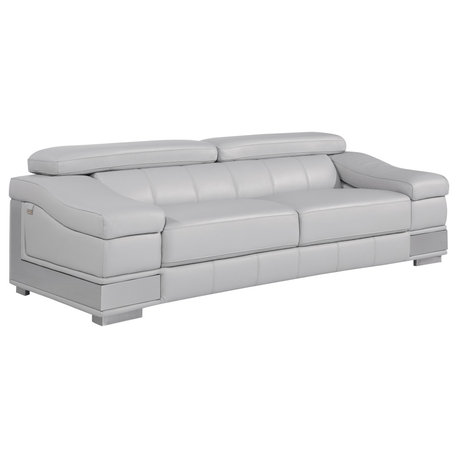 Milan Contemporary Genuine Italian Leather Sofa Light Gray
