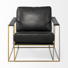 Watson Black Genuine Leather w/ Gold Metal Frame Accent Chair
