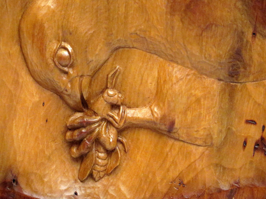 DETAIL: Amur Falcon Relief-Carved Poplar Panel 18.5"x24.5"