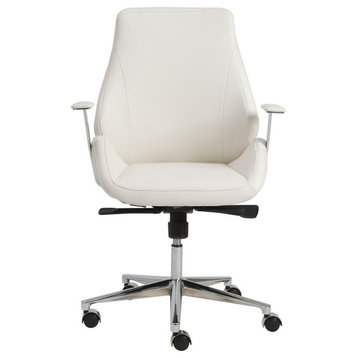 Bergen Low Back Office Chair, White/Aluminum