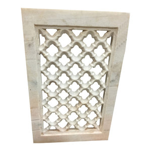 Mogulinterior - Consigned Jali Hand-Carved Architectural Antique Marble Window - Windows