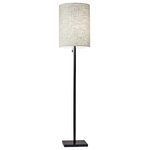 Adesso - Liam Floor Lamp- Antique Bronz - The Liam Floor Lamp is an elegant style that highlights simple materials and a classic silhouette. A thick dark bronze finished metal pole supports a natural textured fabric shade. A tall cylinder shade is contrasted by a compact square shaped metal base. A simple pull chain turns the lamp on and off. Place this floor lamp in your living room for a soft, transitional look.