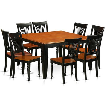 9-Piece Dining Room Set, Table and 8 Wooden Chairs, Black/Cherry