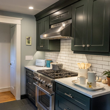 Traditional Cottage Kitchen Remodel | Dark Painted Cabinets, Farmhouse Sink & Wh
