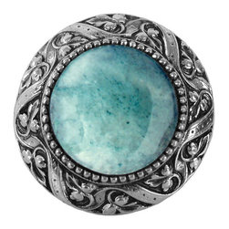Inviting Home Inc. - Victorian Knob, Bright Nickel With Green Aventurine - Cabinet And Drawer Knobs