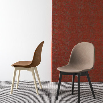 Academy W Upholstered Chair - 4 Leg Wood Base - Bleached Frame - Tobacco Seat