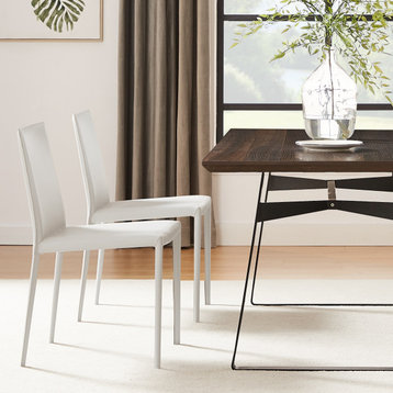 Elite Living Prima, Set of 2, Mid-Century Modern Dining Chair, White