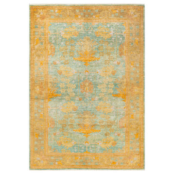 Arts and Crafts, One-of-a-Kind Hand-Knotted Area Rug Green, 6' 7" x 9' 6"