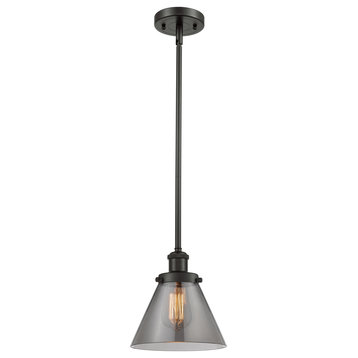 Large Cone 1-Light Pendant, Oil Rubbed Bronze, Plated Smoke