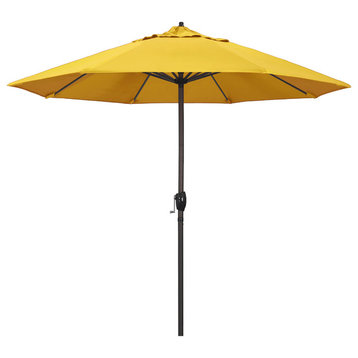 9' Bronze Auto-tilt Crank Lift Aluminum Umbrella, Olefin, Lemon