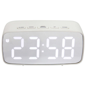 Digital Alarm Clock, White, 4.75" x 2"