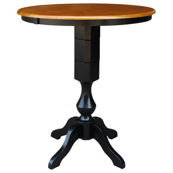 36" Round Top Pedestal Table With 12" Leaf - 40.9"H