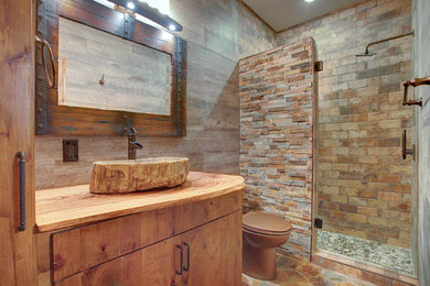 Inspiration for a rustic bathroom remodel in Houston