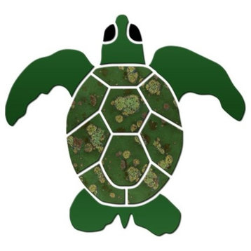 Small Turtle Ceramic Swimming Pool Mosaic 4", Green