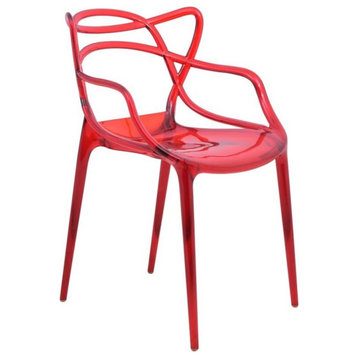 LeisureMod Milan Modern Wire Design Chair, Red, Single Chair