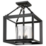 Golden Lighting - Smyth Semi-Flush Matte Black With Clear Glass - Modern lanterns featuring a handsome beveled cage design make an elegant statement in the Smyth collection. Clean geometry creates contemporary style with steel candles and candelabra bulbs encased in select glass options. The fixtures are offered in a variety of finishes.