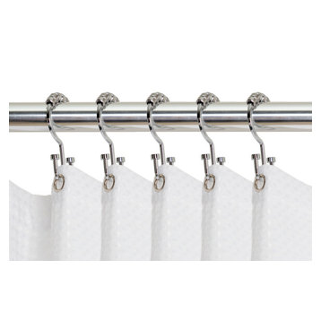 Utopia Alley Deco Flat Double Roller Shower Curtain Hooks, Chrome.